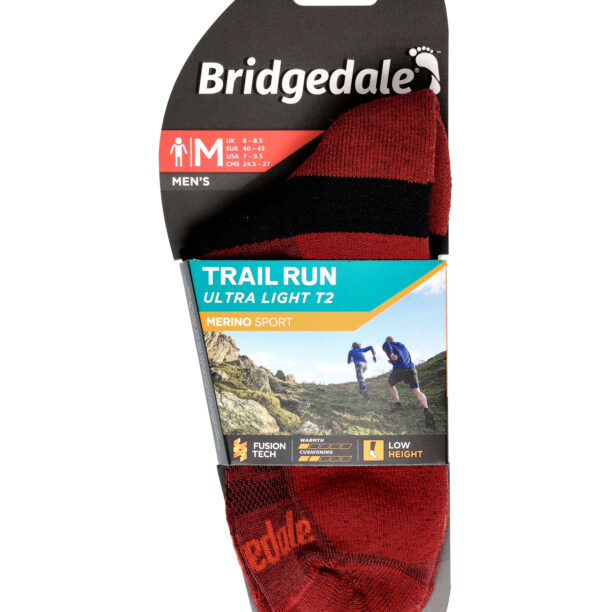 Original Sosete de alergare Bridgedale Ultralight T2 Merino Sport Low - red