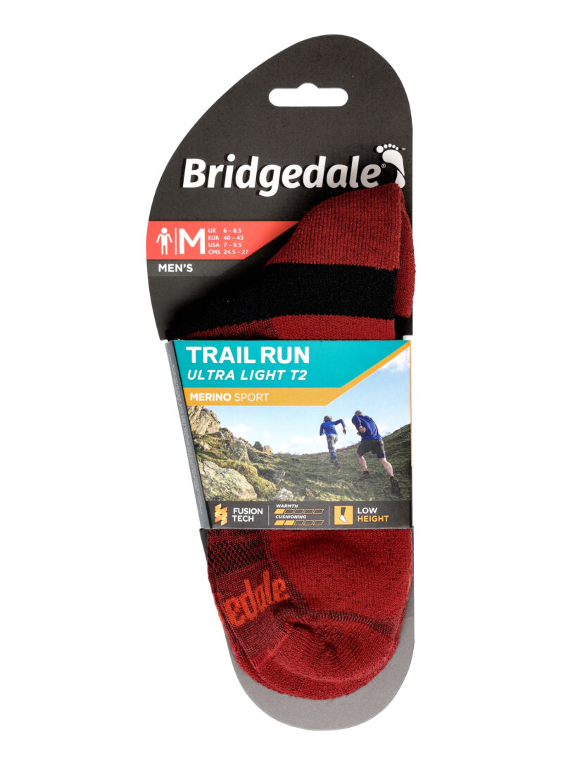 Original Sosete de alergare Bridgedale Ultralight T2 Merino Sport Low - red