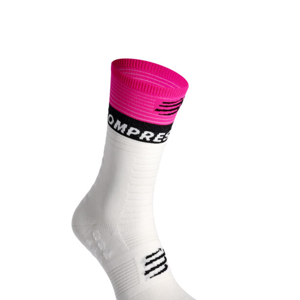 Sosete de alergare Compressport Mid Compression Socks V2.0 - white/yellow/neo pink preţ