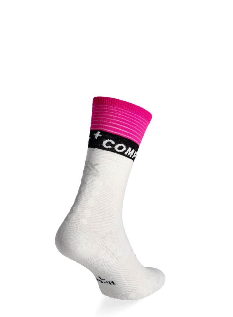 Preţ Sosete de alergare Compressport Mid Compression Socks V2.0 - white/yellow/neo pink