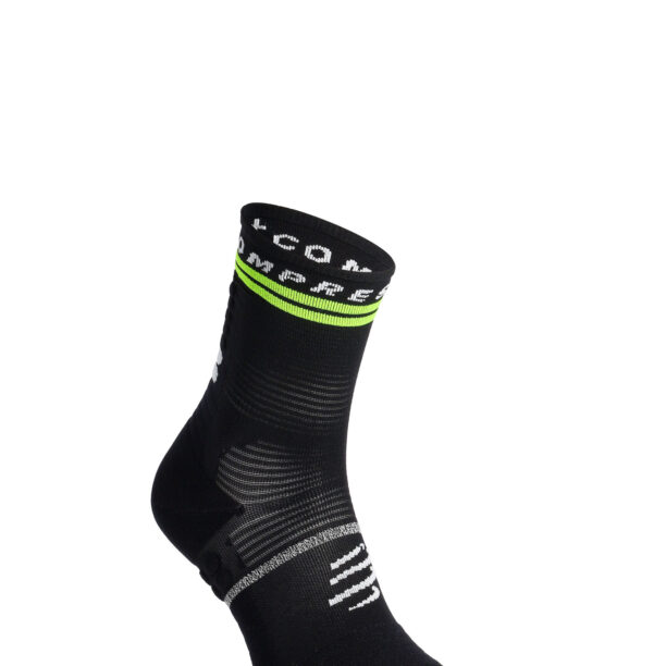 Sosete de alergare Compressport Pro Marathon Socks V2.0 - black/yellow/neo pink preţ