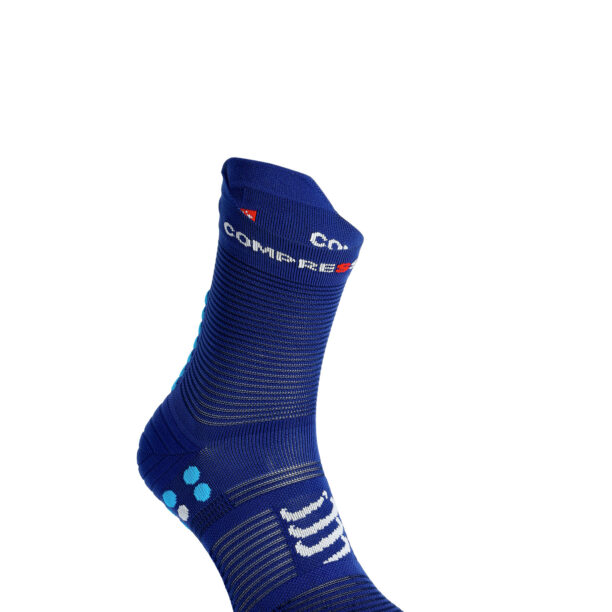 Sosete de alergare Compressport Pro Racing Socks v4.0 Run High - sodalite/fluo blue