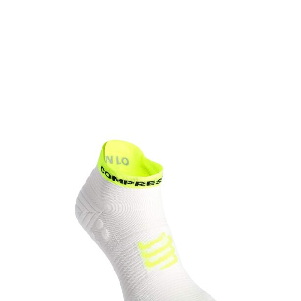 Sosete de alergare Compressport Pro Racing Socks v4.0 Run Low - white/safe yellow/neo pink preţ