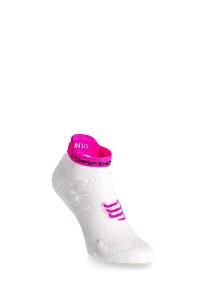 Cumpăra Sosete de alergare Compressport Pro Racing Socks v4.0 Run Low - white/safe yellow/neo pink