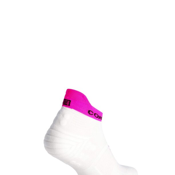 Original Sosete de alergare Compressport Pro Racing Socks v4.0 Run Low - white/safe yellow/neo pink