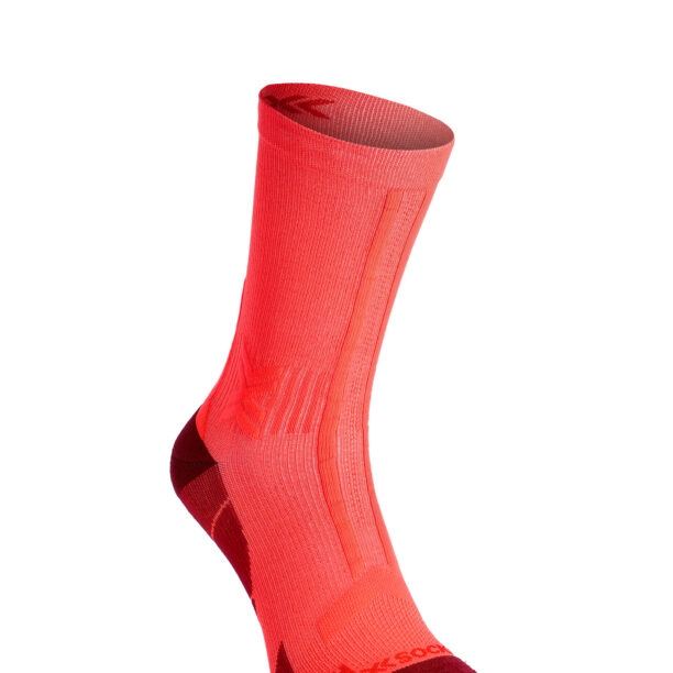 Sosete de alergare X-Socks Trail Run Discover Crew - fluo red/namib red