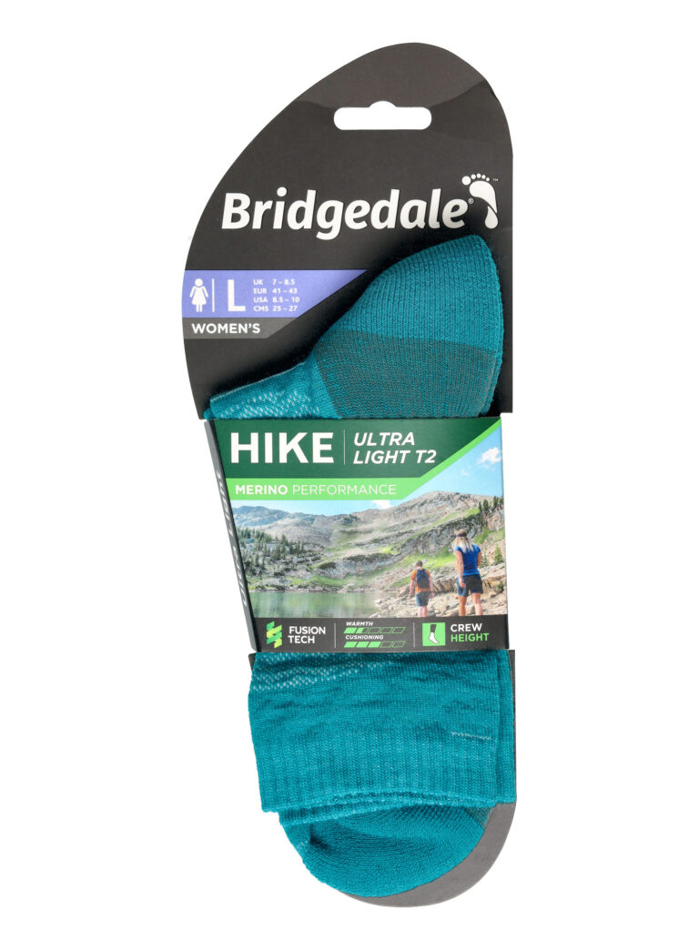 Original Sosete drumetie Bridgedale Hike Ultra Lt T2 Merino P Crew - teal