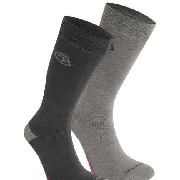 Sosete drumetie Craghoppers NosiLife Travel Twin Pack Socks - black pepper/mid grey