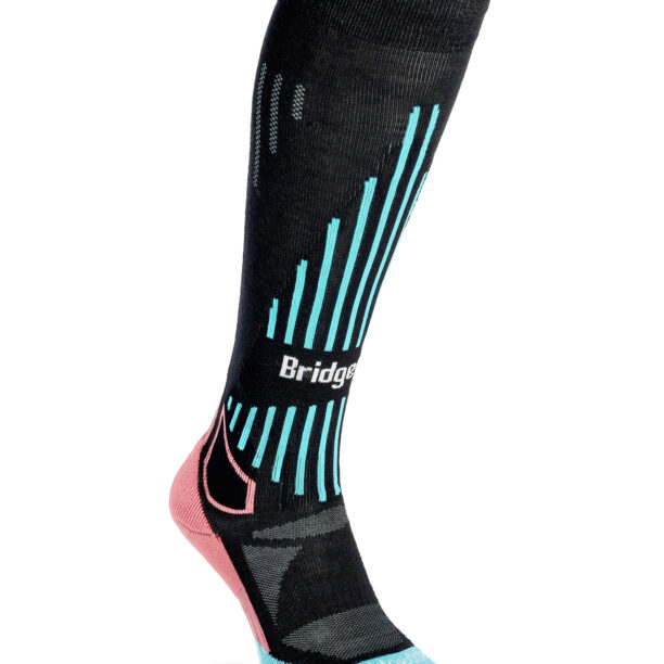 Sosete femei Bridgedale Ski Lt Merino E Pattern - black/coral