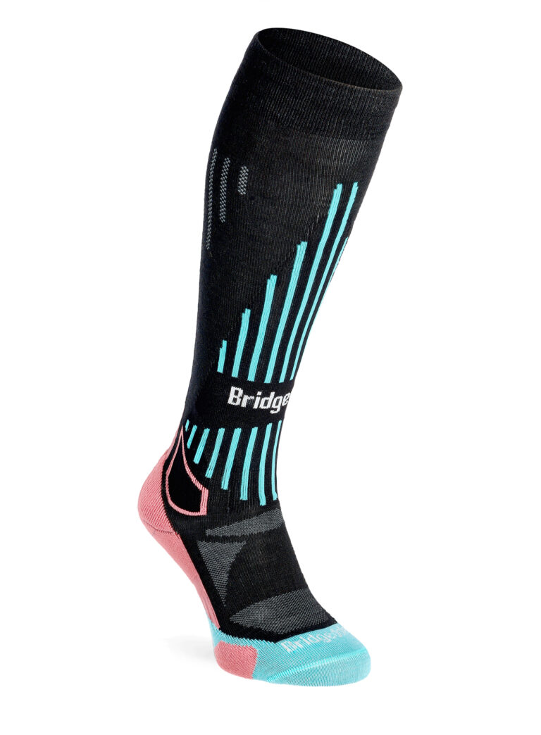 Sosete femei Bridgedale Ski Lt Merino E Pattern - black/coral