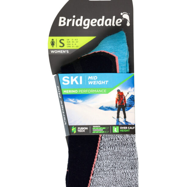 Sosete femei Bridgedale Ski Mid Merino E Pattern - black/coral preţ