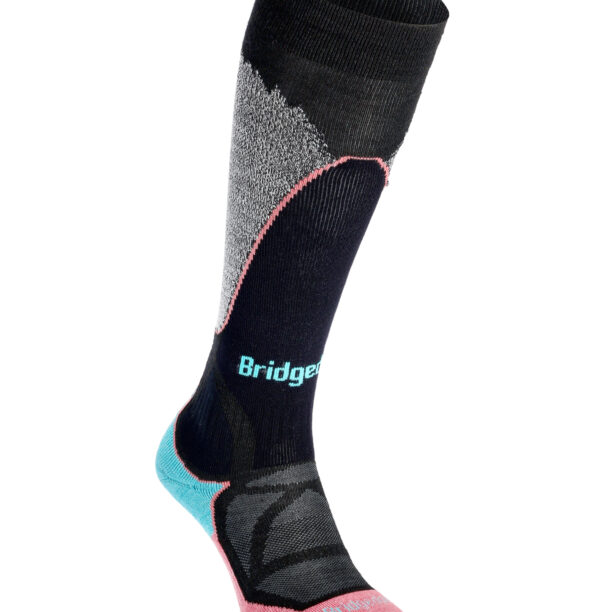 Sosete femei Bridgedale Ski Mid Merino E Pattern - black/coral