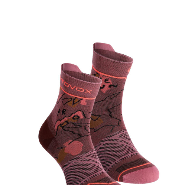 Sosete lana merinos femei Ortovox Alpine Light Quarter Socks - mountain rose