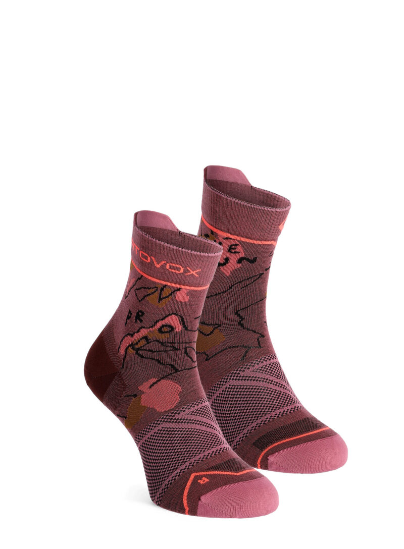 Sosete lana merinos femei Ortovox Alpine Light Quarter Socks - mountain rose