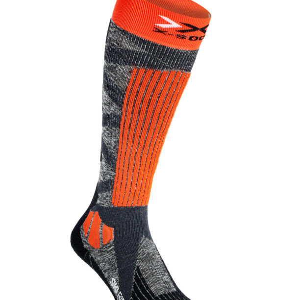 Sosete schi X-Socks Ski Rider 4.0 - stone grey/x-orange