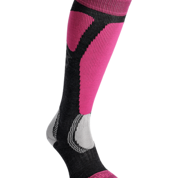 Șosete schi femei Bridgedale Ski Easy On Merino Performance - graphite/pink