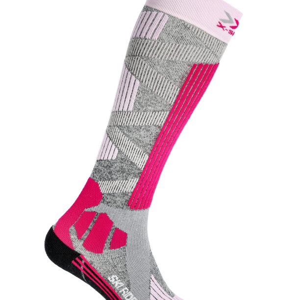 Preţ Șosete schi femei X-Socks Ski Rider 4.0 - stone grey melange/pink