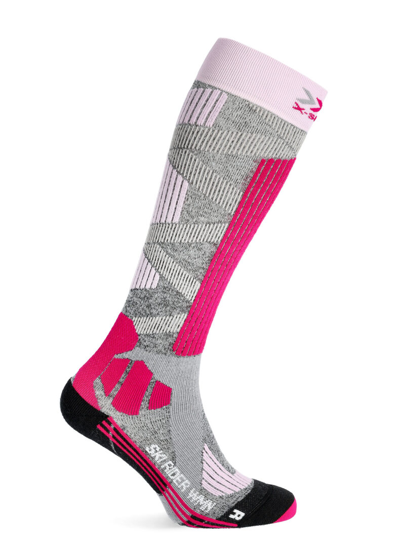 Preţ Șosete schi femei X-Socks Ski Rider 4.0 - stone grey melange/pink