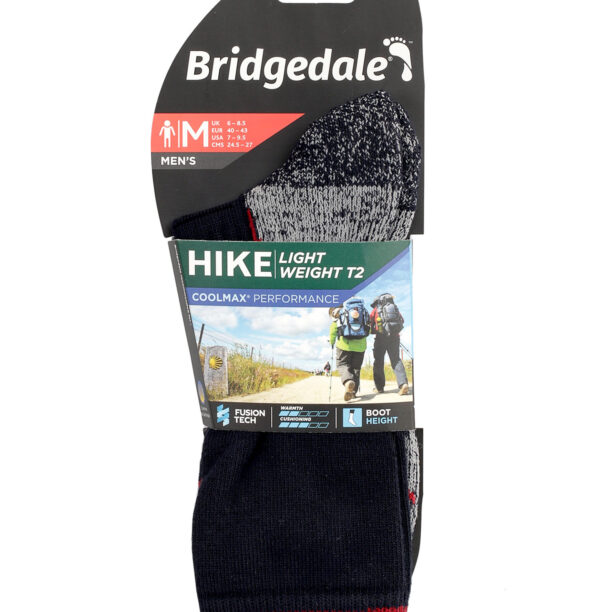 Original Șosete trekking Bridgedale Hike Lightweight T2 Coolmax Performance Boot  - navy/red