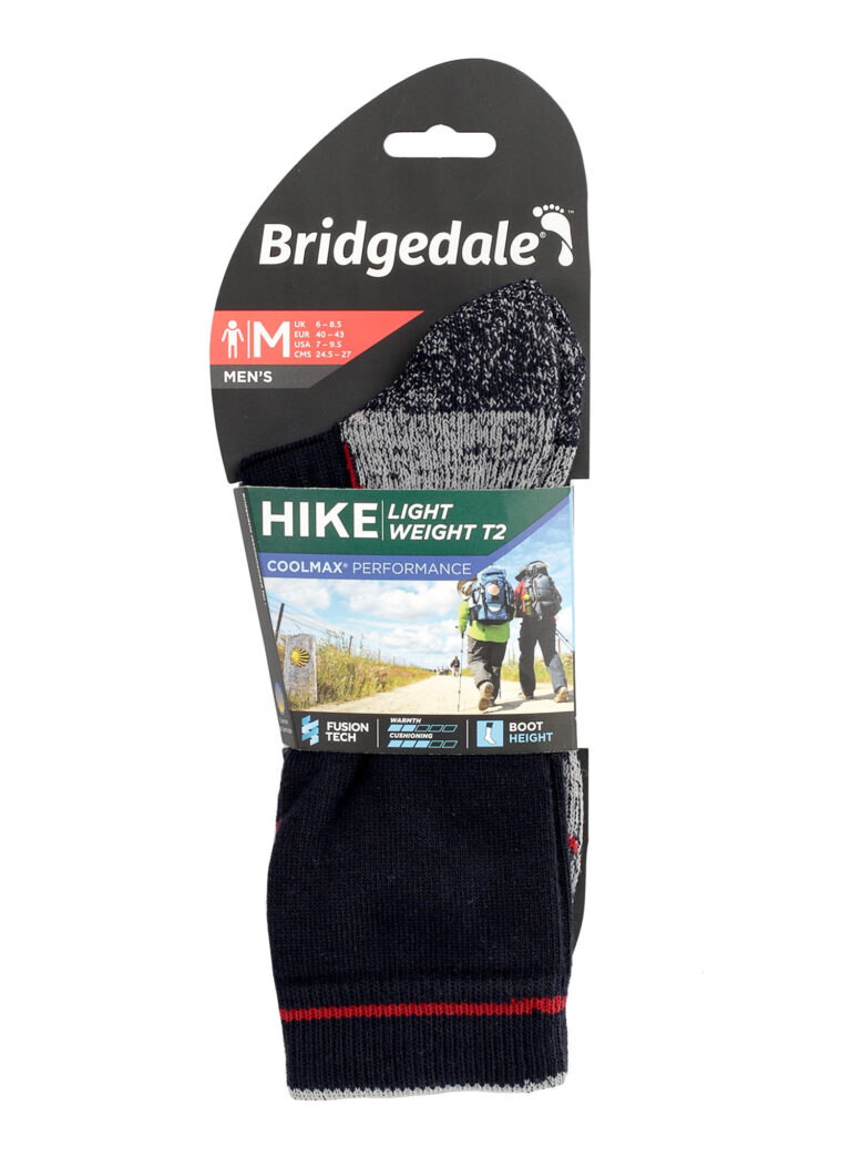 Original Șosete trekking Bridgedale Hike Lightweight T2 Coolmax Performance Boot  - navy/red