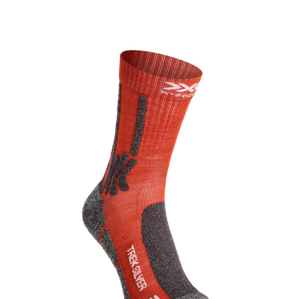 Șosete trekking X-Socks Trek Silver - crimson red/dolomite grey