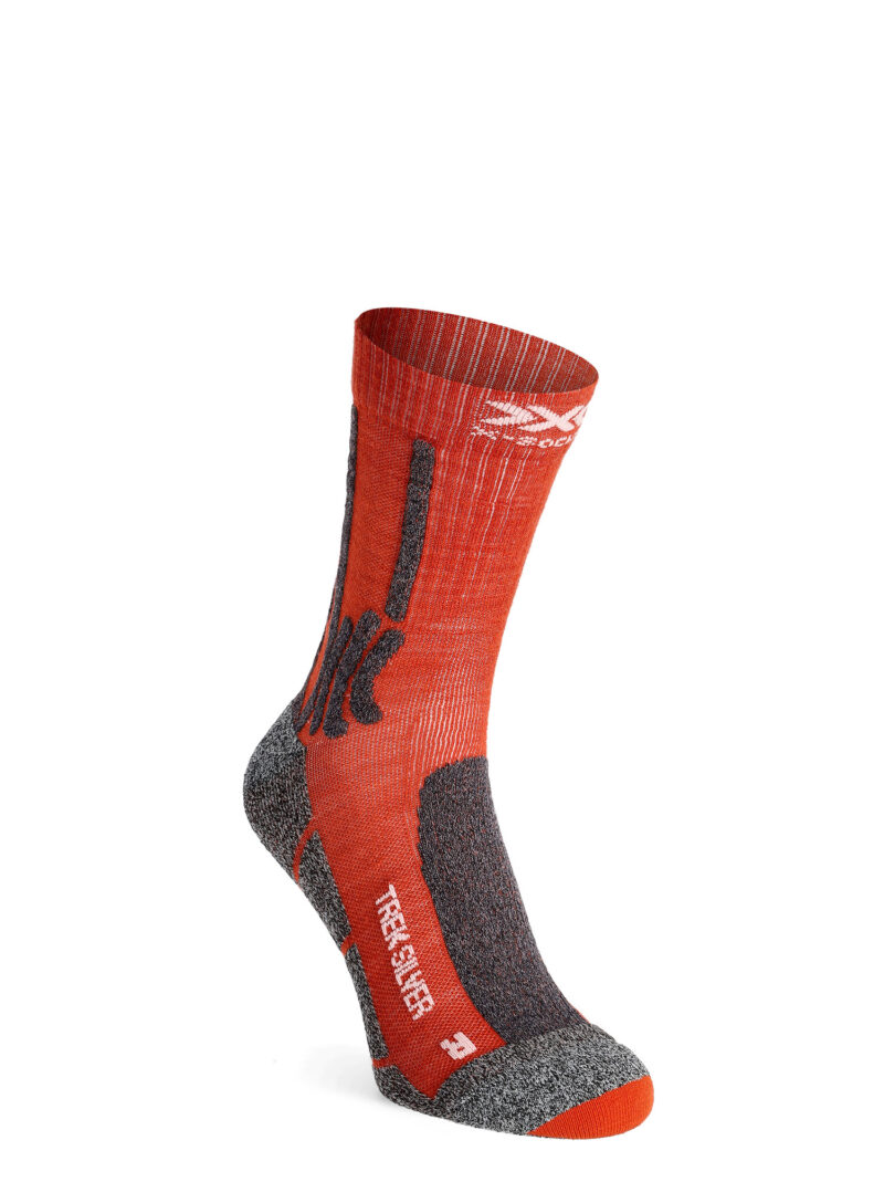 Șosete trekking X-Socks Trek Silver - crimson red/dolomite grey