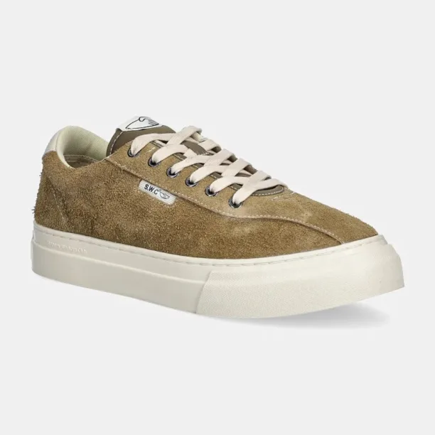 Stepney Workers Club sneakers din piele intoarsă Dellow 02 Cup Geo-Merged culoarea verde