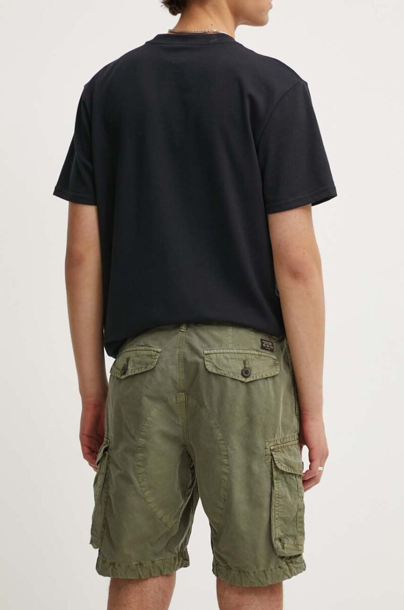 Superdry pantaloni scurti din bumbac culoarea verde preţ