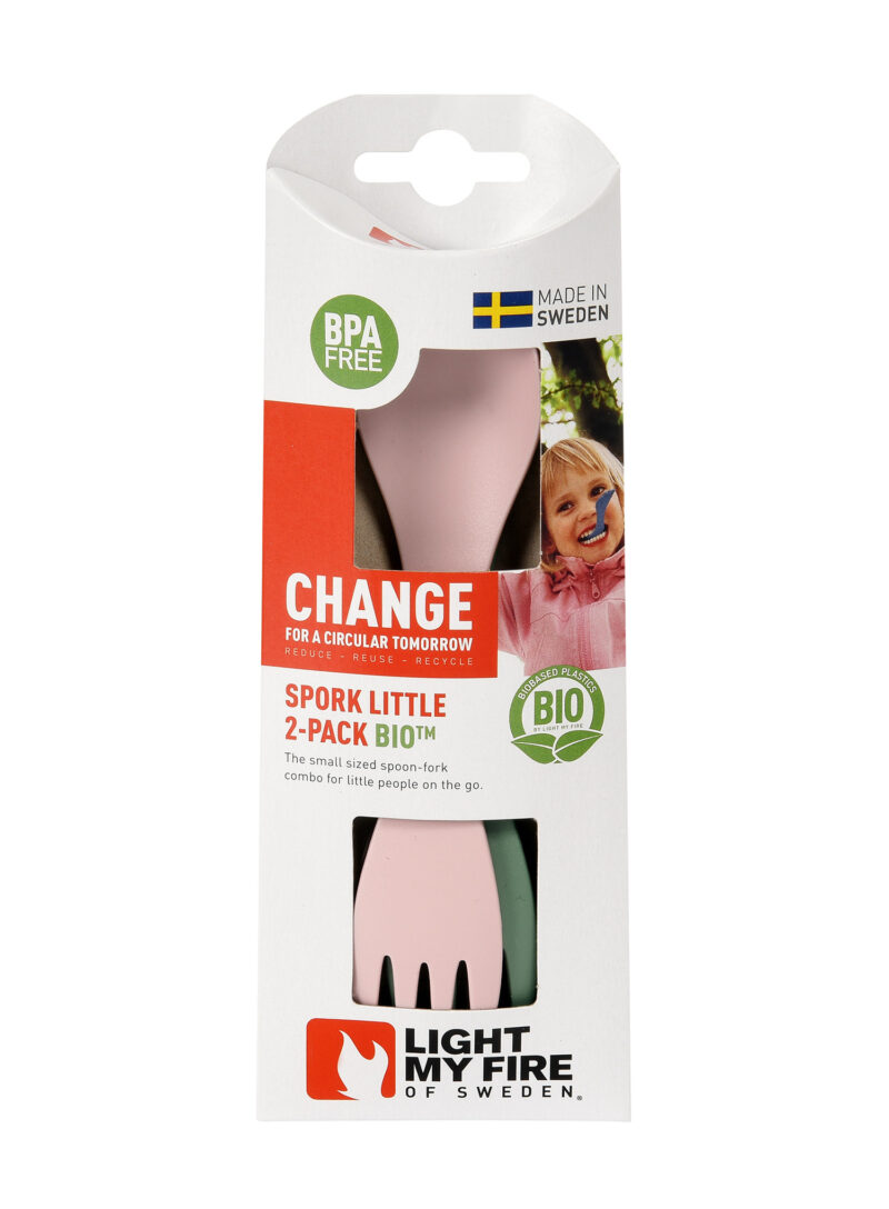 Preţ Tacâmuri de voiaj Light My Fire Spork BIO little 2-pack - green/pink