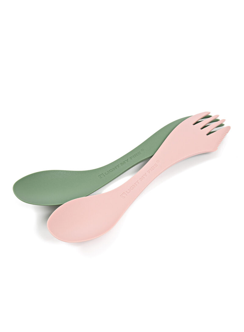 Tacâmuri de voiaj Light My Fire Spork Medium 2 Pack Bio - sandygreen/pink