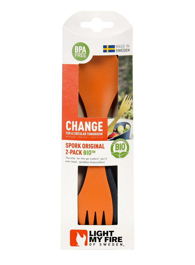 Tacâmuri de voiaj Light My Fire Spork Original 2 Pack Bio - rusty orange/slaty black preţ