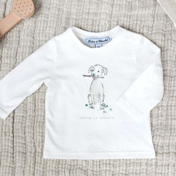 Tartine et Chocolat longsleeve din bumbac pentru copii culoarea verde