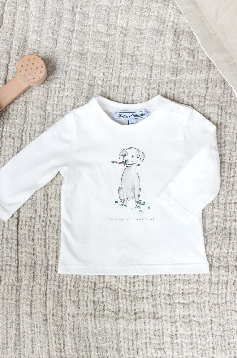 Tartine et Chocolat longsleeve din bumbac pentru copii culoarea verde