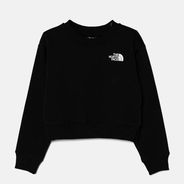 The North Face bluza copii CROP OVERSIZE CUTLINE CREW culoarea negru