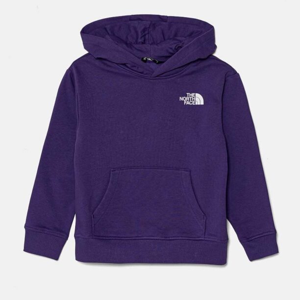 The North Face bluza copii VERTICAL GRAPHIC OVERSIZED HOODIE culoarea violet