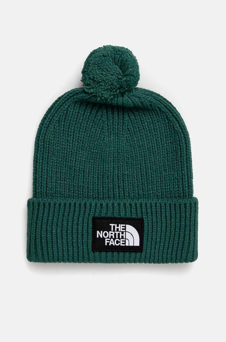 The North Face caciula TNF Logo Box Pom Beanie culoarea verde