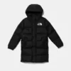 The North Face geaca de puf pentru copii TEEN NUPTSE LONG PARKA culoarea negru