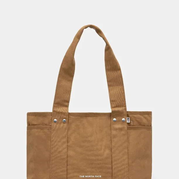 The North Face geanta de bumbac Circular Cotton Tote culoarea maro