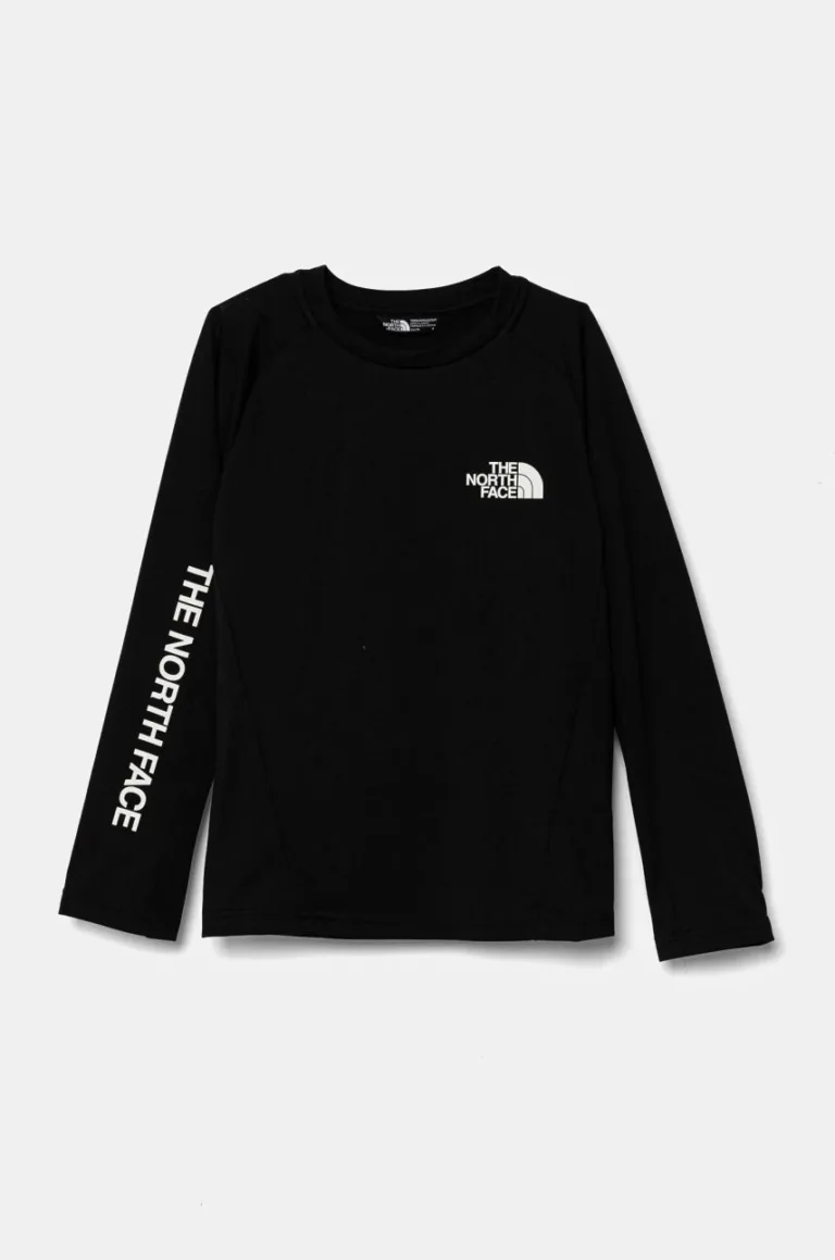 The North Face longsleeve copii NEVER STOP LS TEE culoarea negru