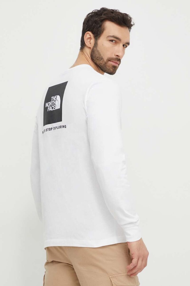 The North Face longsleeve din bumbac M L/S Redbox Tee culoarea bej