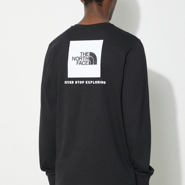 The North Face longsleeve din bumbac M L/S Redbox Tee culoarea negru