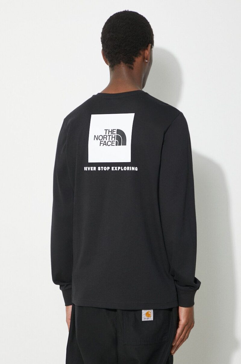 The North Face longsleeve din bumbac M L/S Redbox Tee culoarea negru