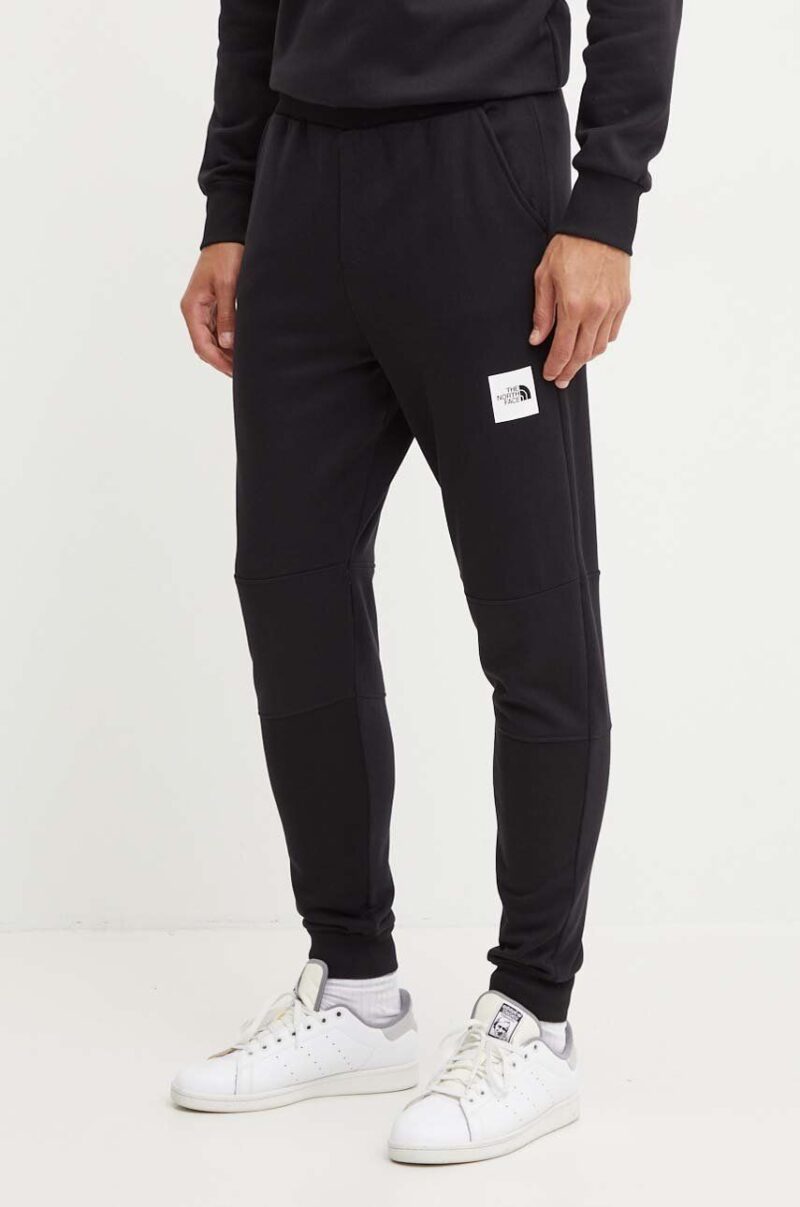 The North Face pantaloni de trening din bumbac Fine Pant culoarea negru