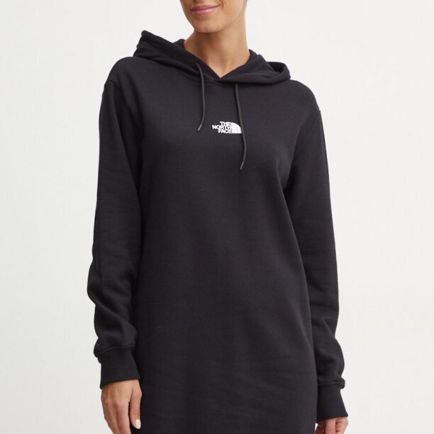 The North Face rochie din bumbac Zumu Hooded Dress culoarea negru