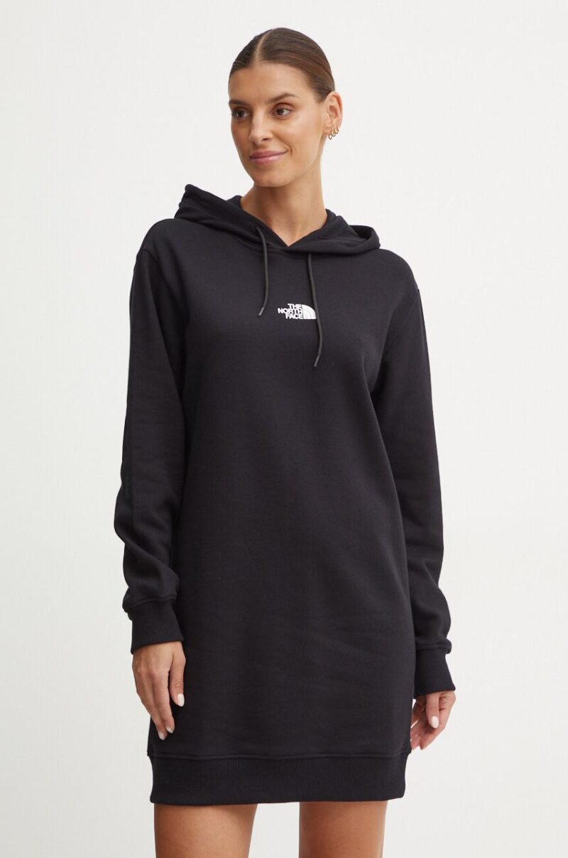 The North Face rochie din bumbac Zumu Hooded Dress culoarea negru