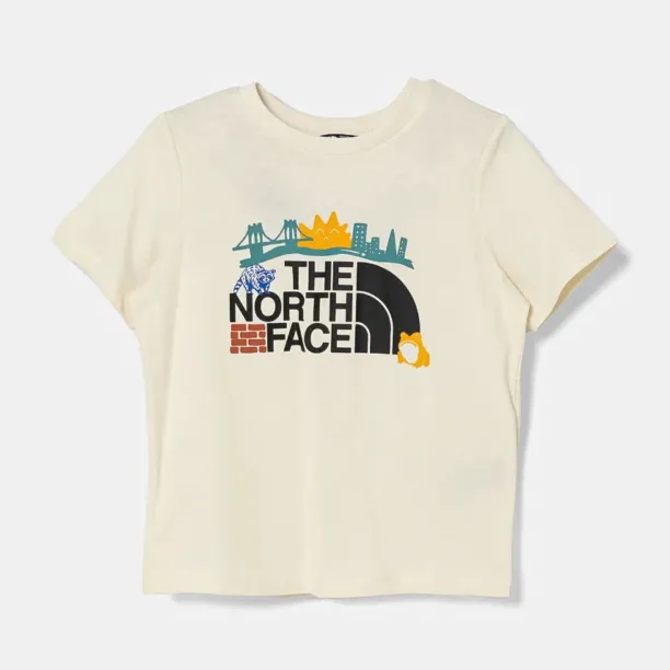 The North Face tricou de bumbac pentru copii TRAIL MAP GRAPHIC S/S TEE culoarea bej