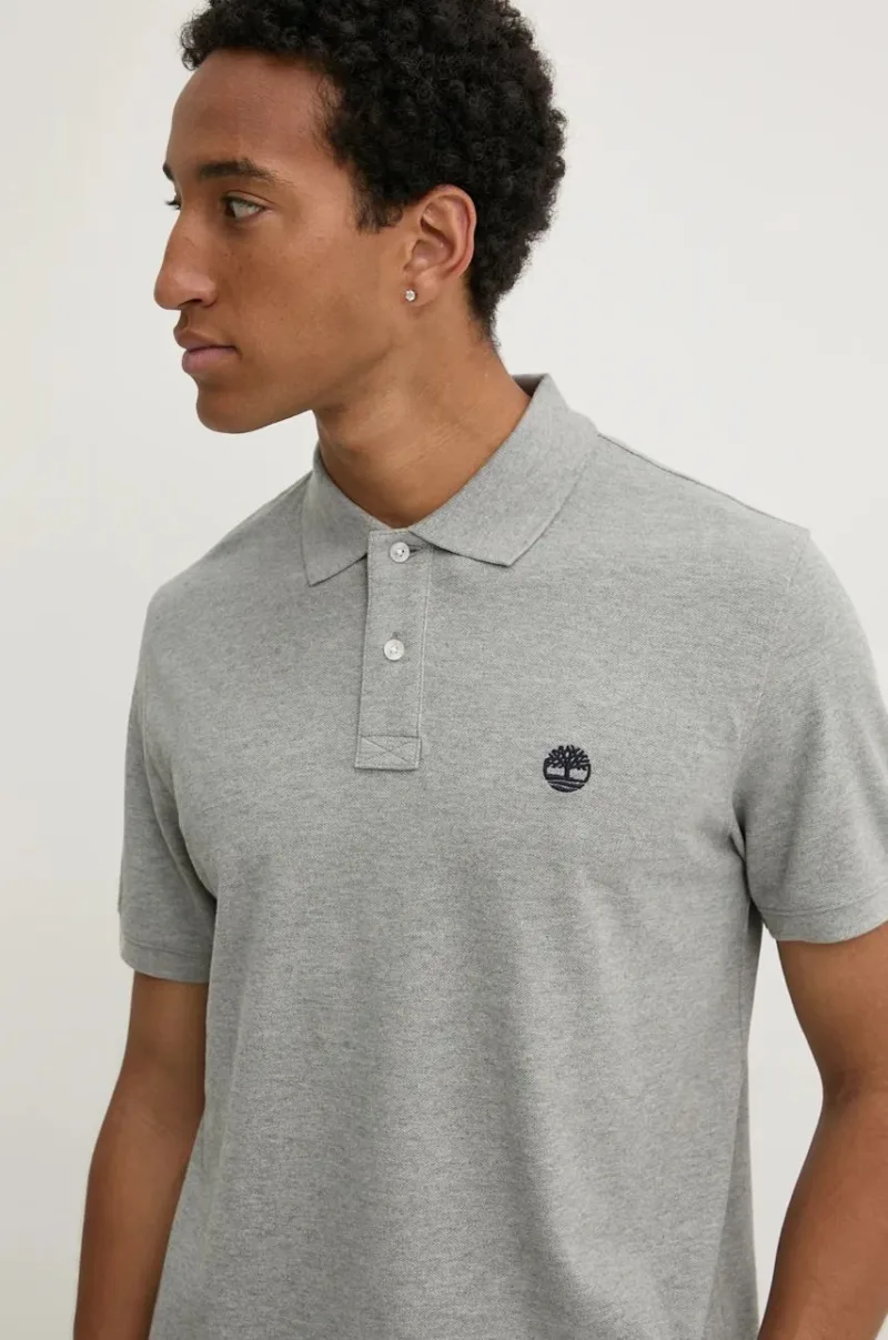 Timberland polo de bumbac culoarea gri