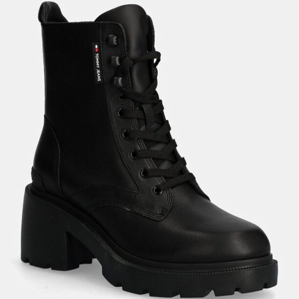 Tommy Jeans botine TJW MID HEEL BOOT LEATHER femei