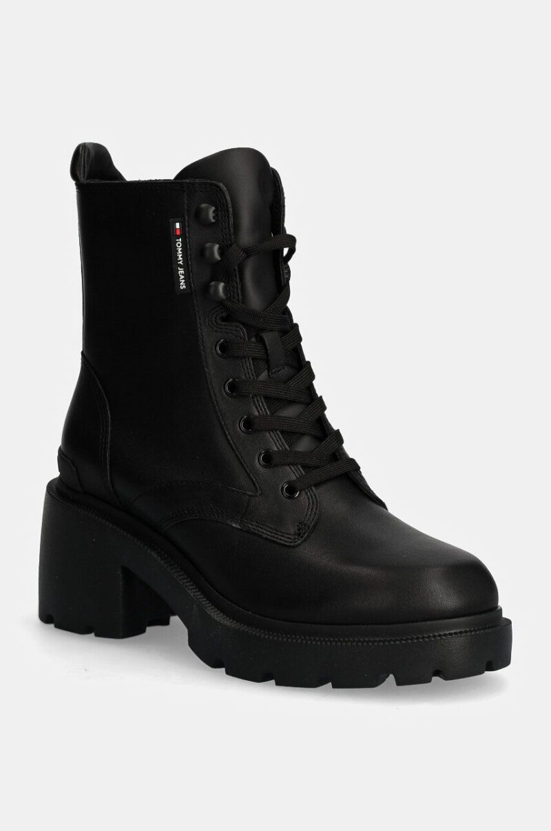 Tommy Jeans botine TJW MID HEEL BOOT LEATHER femei