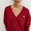 Tommy Jeans cardigan din bumbac culoarea bordo